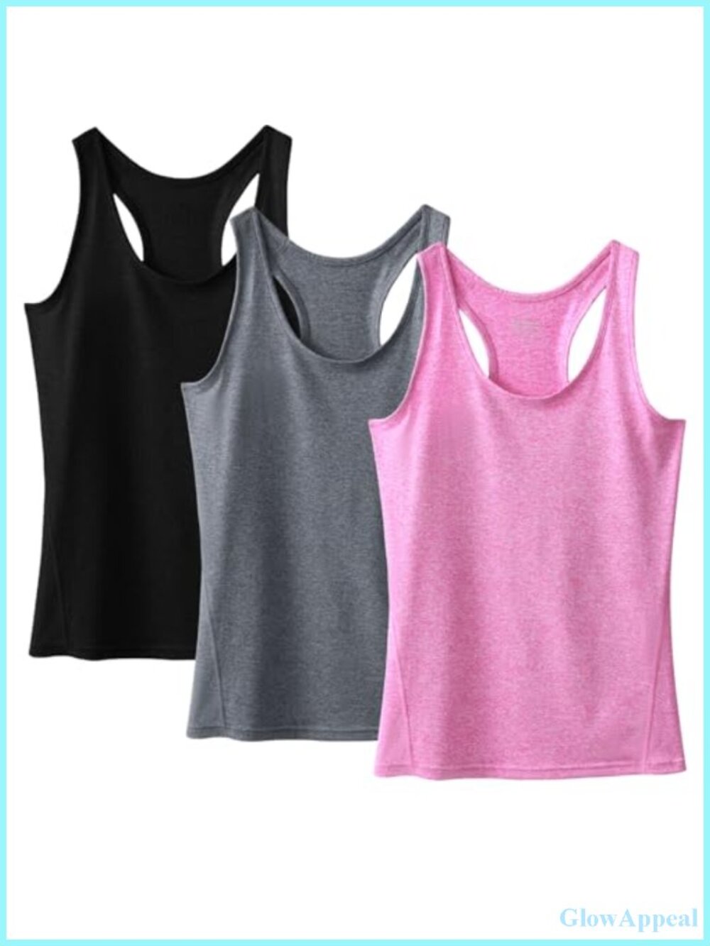 Women's 3Pack Workout Tank Tops Racerback Athletic Compression Sleeveless Dry
